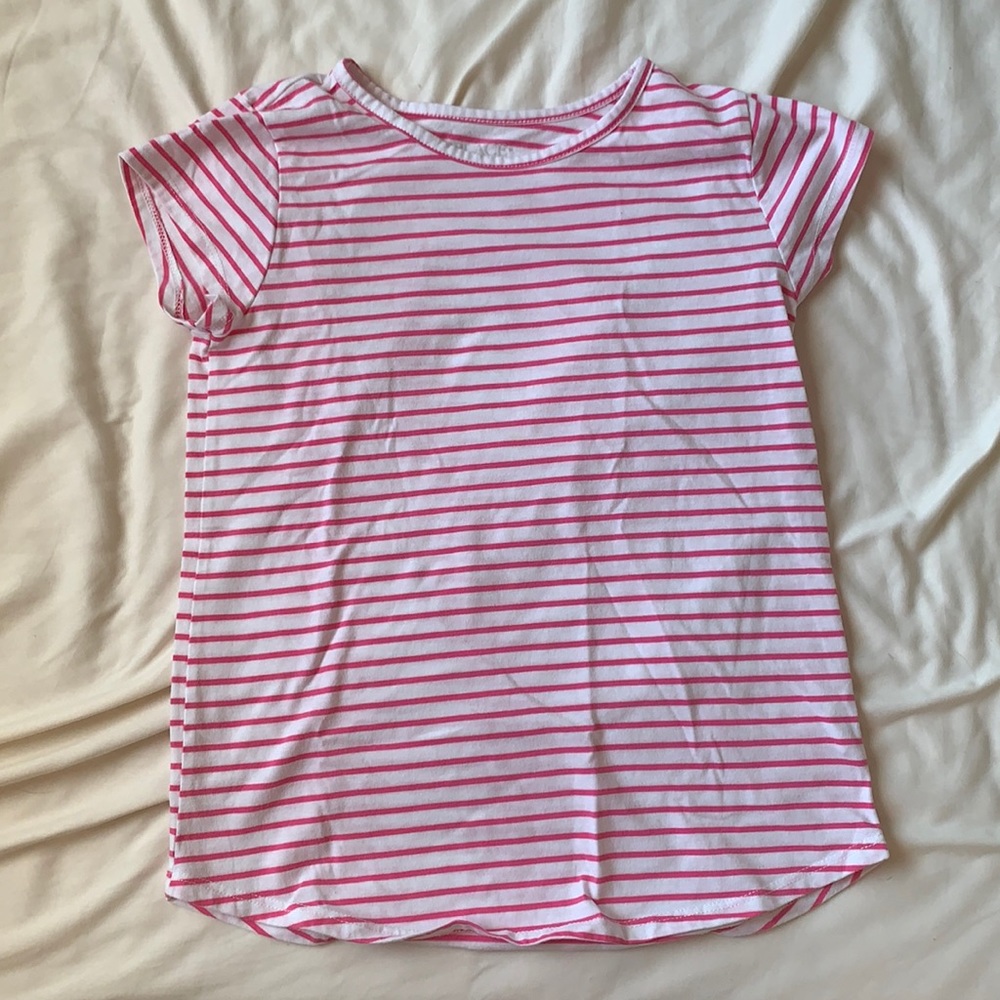 pink and white striped tshirt